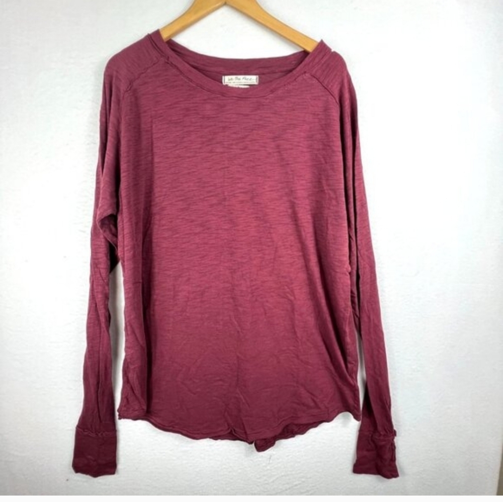 We The Free Long Sleeve Crewneck Top - Maroon